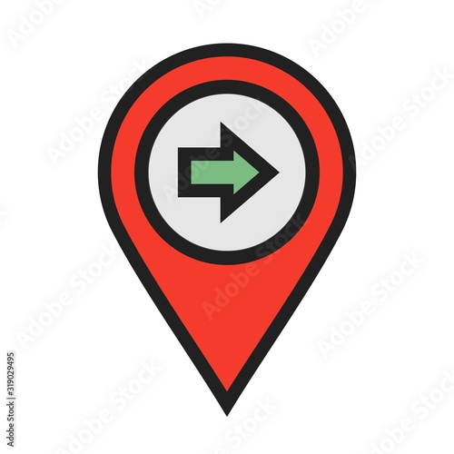 Move right arrow Location Icon on white background to use in web application interface. It can also be used for travel and tourism industry. Free Download Move right arrow Location Icon on white background to use in web application interface. It can also be used for travel and tourism industry. - GFXLoad
