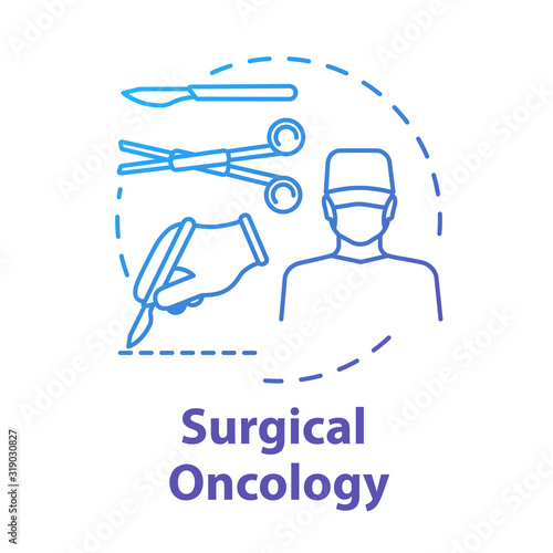 Surgical oncology concept icon. Surgery to remove tumor. Procedure for treatment. Operation room idea thin line illustration. Vector isolated outline RGB color drawing