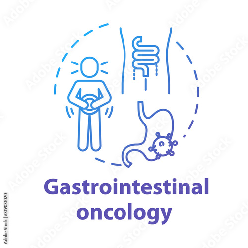 Gastrointestinal oncology concept icon. Enterovirus diagnosis, treatment. Digestive upset. Health care idea thin line illustration. Vector isolated outline RGB color drawing © bsd studio