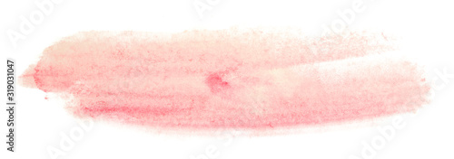 Watercolor light red stain, abstract with texture on a white background isolated.