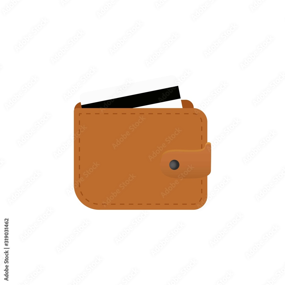 Wallet icon, wallet with credit card on a white background, vector Wallet icon, wallet with credit card on a white background, vector