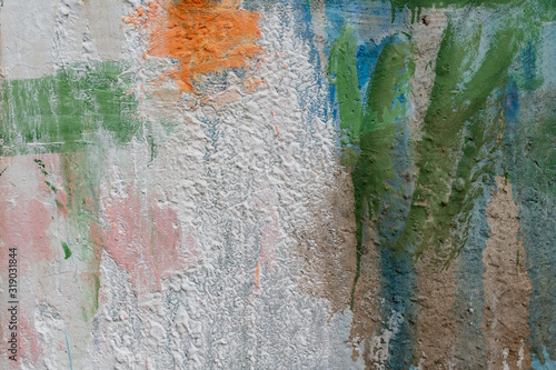 Old brick wall painted with paints