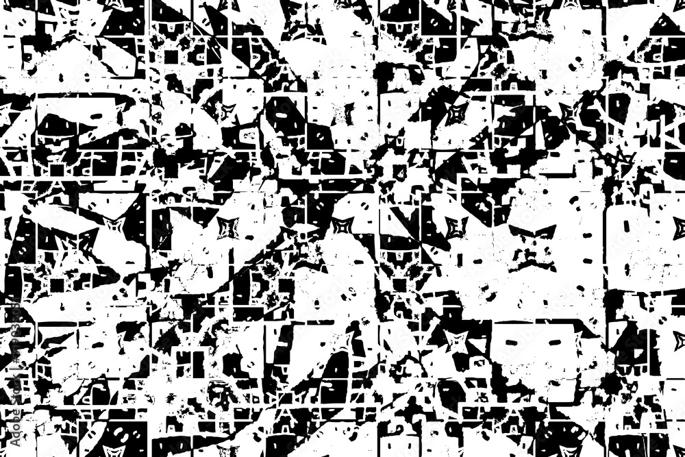 Abstract black and white background. Grunge texture. Monochrome vector pattern
