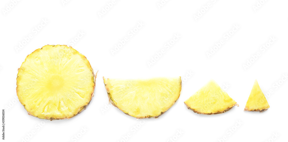Fresh cut pineapple on white background Fresh cut pineapple on white background