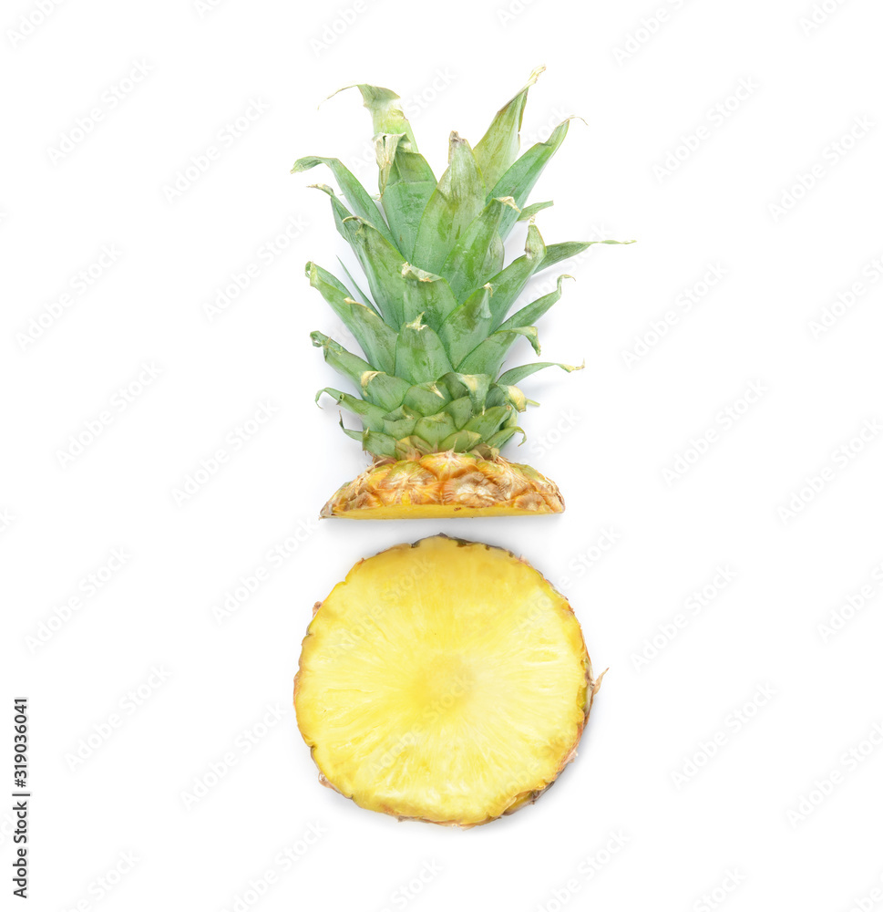 Fresh cut pineapple on white background Fresh cut pineapple on white background