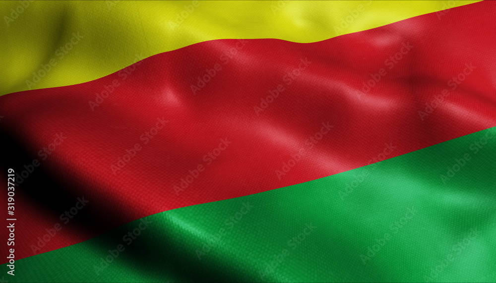 Obraz premium 3D Waving Colombia City Flag of La Montanita Closeup View