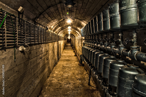 Secret underground cold war bunker.  old and Abandoned nuclear bunker and tunnel. Military.  Tito's Nuclear Bunker in Konjic, Bosnia and Herzegovina. Object ARK D-0. 