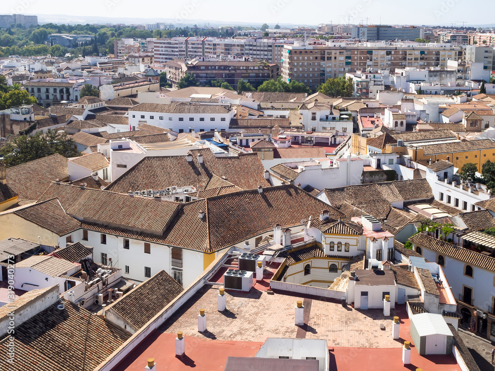 View of the old city of Cordoba from the bell tower. Spain
