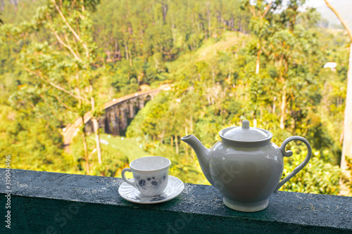 Breakfast with tea on sri lanka tea island.