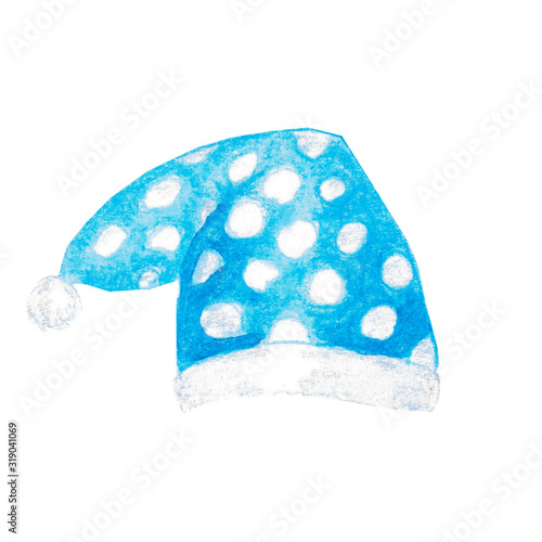 Watercolor hand painted blue spotted hat cap for sleep isolated on white background. photo