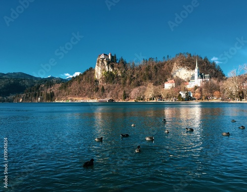 Bled lake landscape in Slovenia