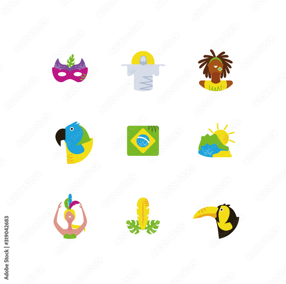 Isolated brazilian carnival icon set vector design Isolated brazilian carnival icon set vector design