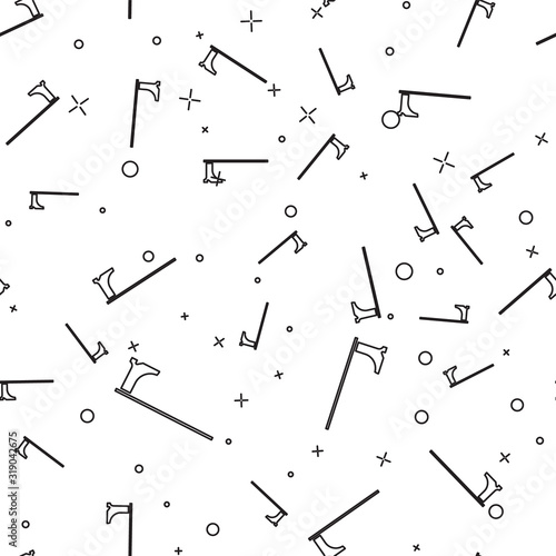 Black line Medieval axe icon isolated seamless pattern on white background. Battle axe, executioner axe. Medieval weapon. Vector Illustration