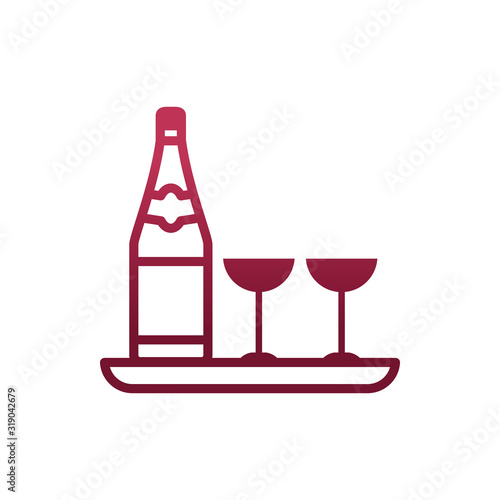 Isolated wine bottle and cups vector design