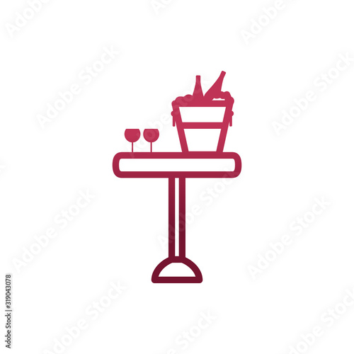 Isolated wine cups and bottles over table vector design
