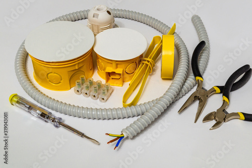 Kit spare parts and tools for electrical prepared before repair