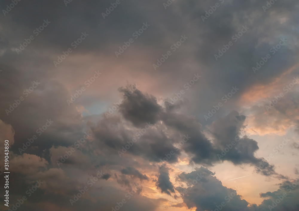 dark gray storm clouds after the rain