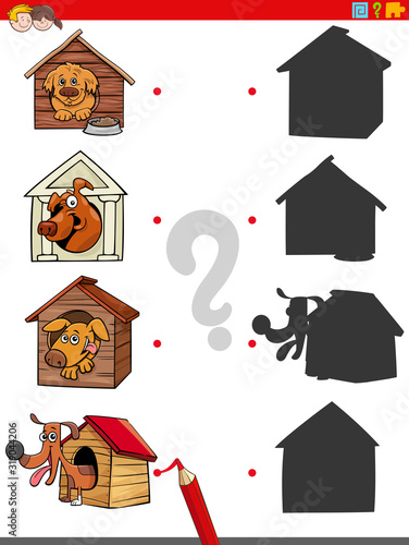shadow task with funny dogs in doghouses