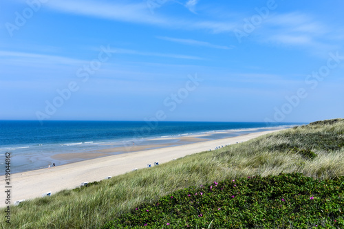 Dune landscape with beach and sea on the island of Sylt