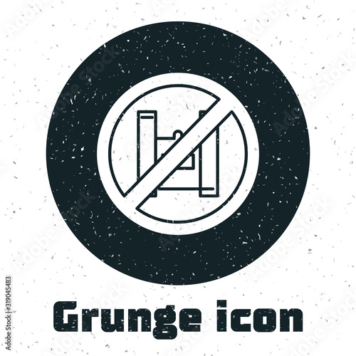 Grunge Say no to plastic bags poster icon isolated on white background. Disposable cellophane and polythene package prohibition sign. Vector Illustration