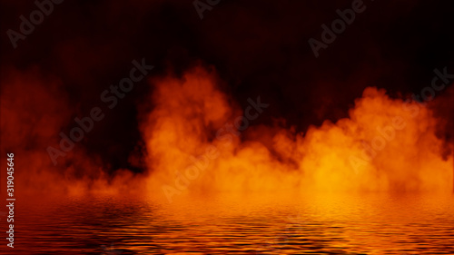 Paranormal mystic smoke on the floor. Fog isolated on black background. Stock illustration.