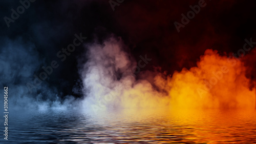 Paranormal mystic smoke on the floor. Fog isolated on black background. Stock illustration.