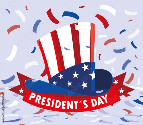 president day greeting card, hat in american flag colors