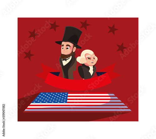 cartoon of presidents george washington and abraham lincoln, president day