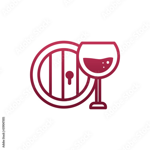 Isolated wine cup and barrel vector design