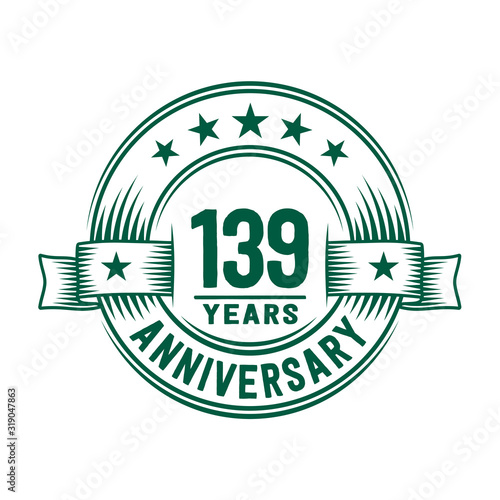 139 years logo design template. 139th anniversary vector and illustration. photo