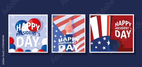 set of president day greeting cards