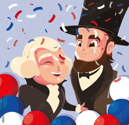 cartoon of presidents george washington and abraham lincoln, president day