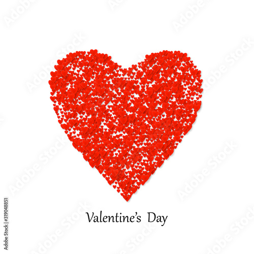 Valentines day heart shape with lot of valentines hearts. Greeting card valentine symbol silhouette holiday of love isolated on white. Vector illustration