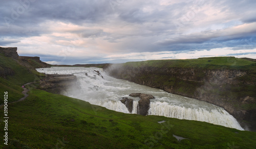 gigantic waterfall gulfoss in iceland