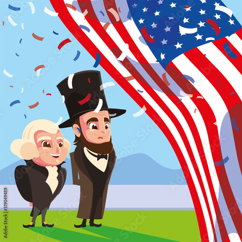 cartoon of presidents george washington and abraham lincoln, president day