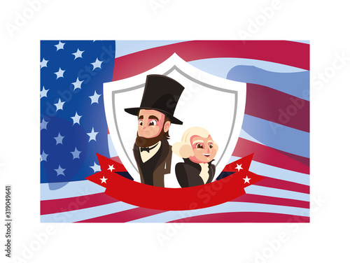 cartoon of presidents george washington and abraham lincoln, president day