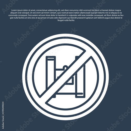 Blue line Say no to plastic bags poster icon isolated on blue background. Disposable cellophane and polythene package prohibition sign. Vector Illustration