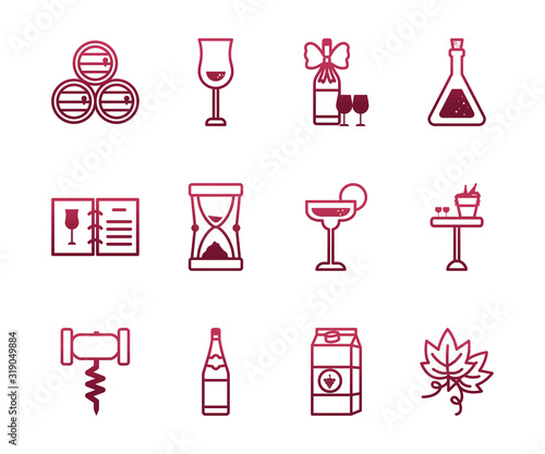 Isolated wine icon set vector design