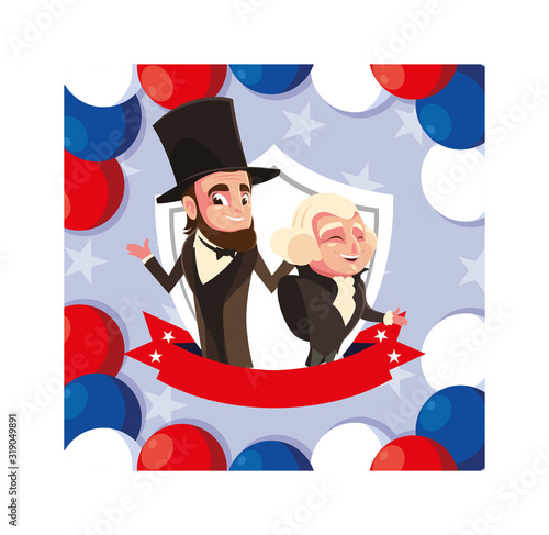 cartoon of presidents george washington and abraham lincoln, president day