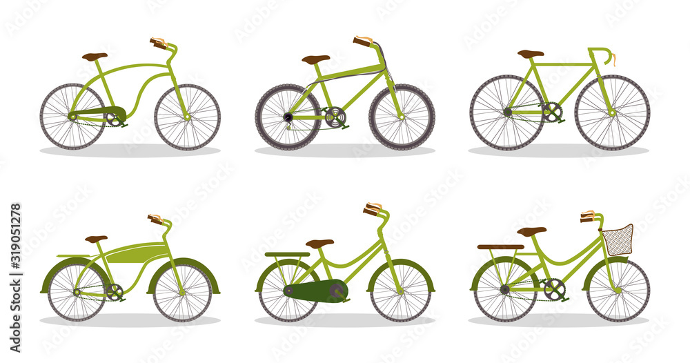 Fototapeta premium Isolated eco green bikes set vector design