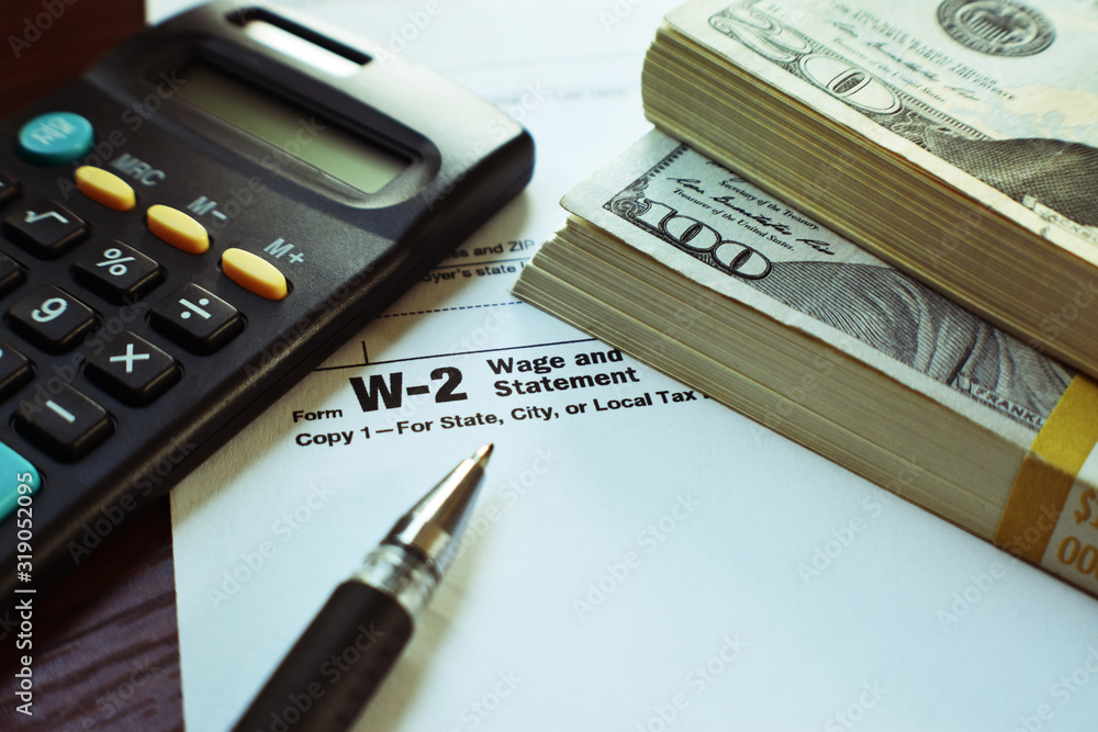 Tax Form W-2 With Taxable Income With Lomo Effect Tax Form W-2 With Taxable Income With Lomo Effect