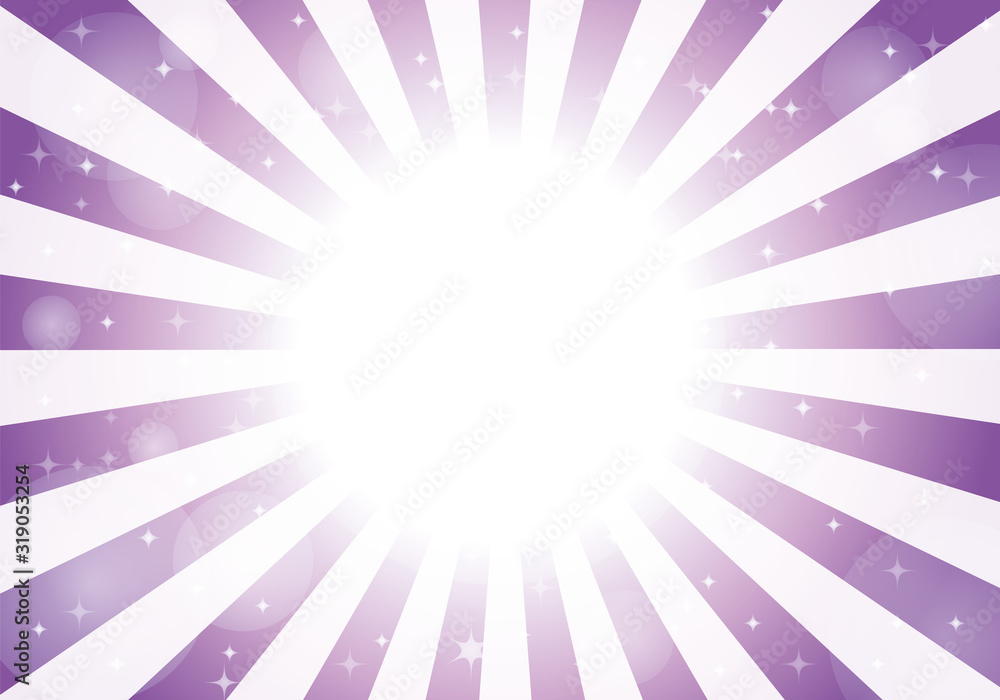 Obraz premium 紫色 放射状背景 光 キラキラ