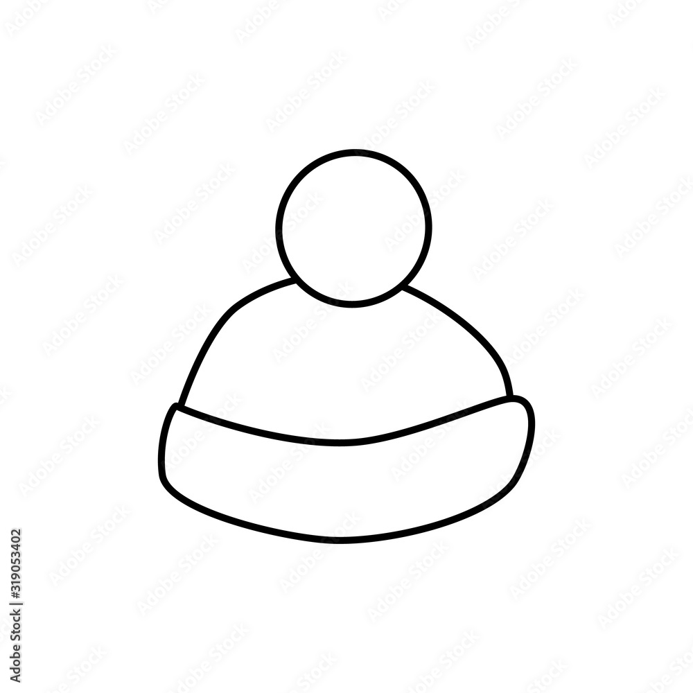 Fototapeta premium Winter snowboard cap in flat style isolated on white background.