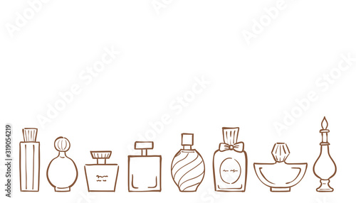 Illustration of perfume bottles of various shapes