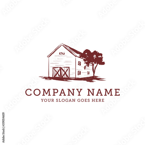 barn vintage farm logo idea, warehouse farm logo design vector