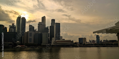 Citiscape in Singapore with sunset.