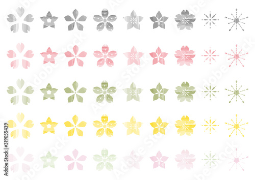 桜 手描き風 カラーバリエーション セット