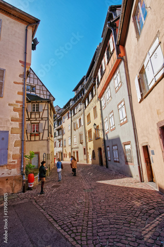Old city in Colmar  Haut Rhin in Alsace  France. People on the background