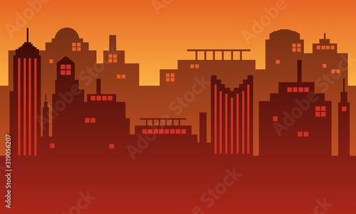 Illustration of a city with many buildings