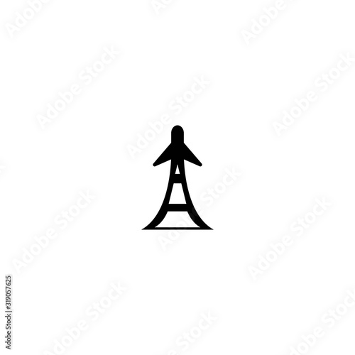 Tower plane logo templat vector icon design